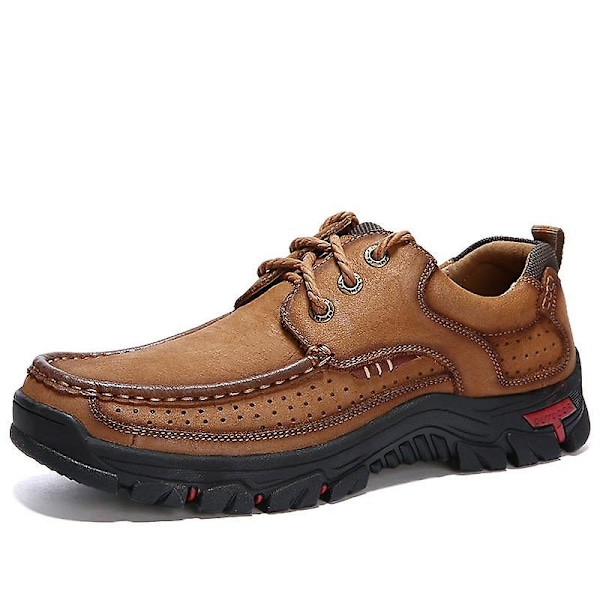 Sommar- Halkfri gummisula, Läder Outdoor Sneakers Set-b Khaki-lace up 7