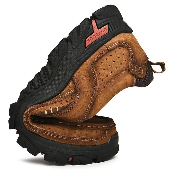 Sommar- Halkfri gummisula, läder utomhussneakers Set-a 7 / Khaki-lace-punched