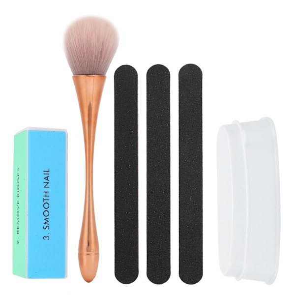 Fransk Dip Pulverbricka Set Manikyr Nagelfil och Buffer Block Art Dammborste