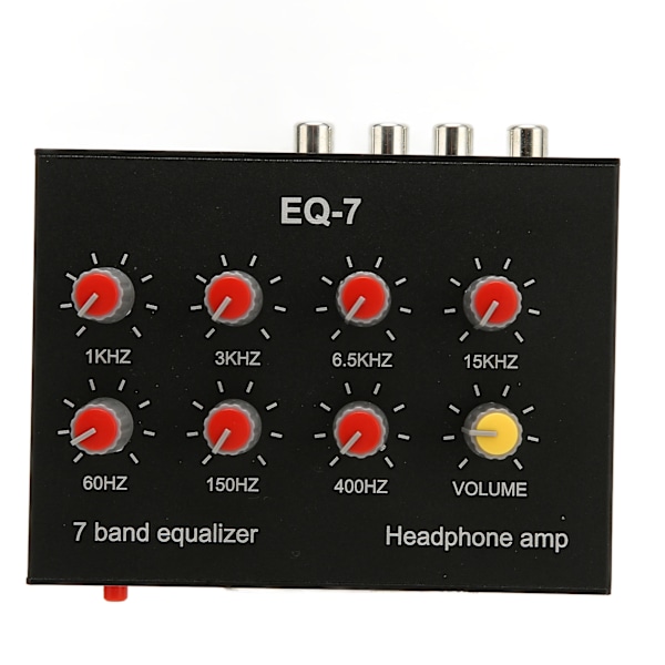 7-bands ljudequalizer RCA utgång ingång 12dB hög basjustering dubbelkanal digital equalizer