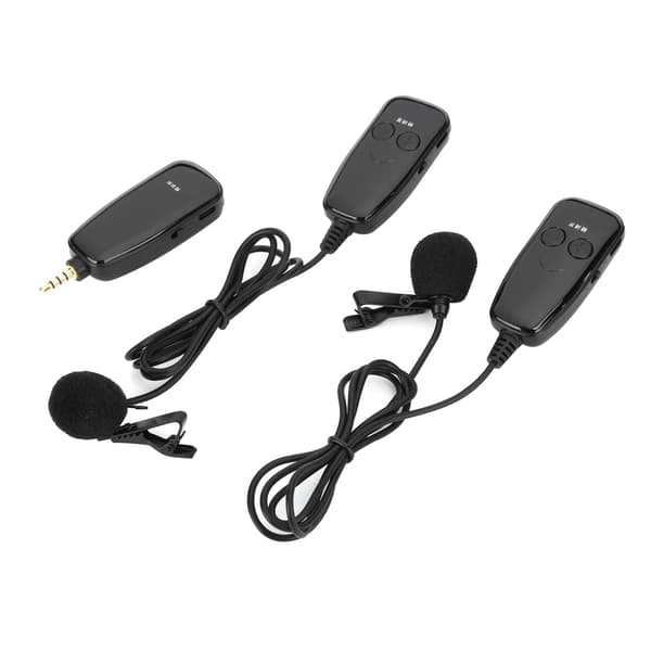 UHF Trådlös Lavalier Mikrofon 1 för 2 Mini Mikrofon för Inspelning av Live Intervjuer för IOS/Android/DSLR