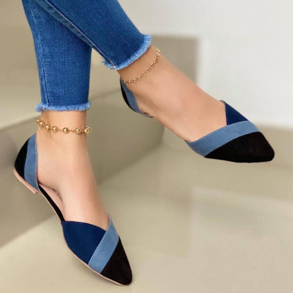 Hösten Kvinnor Platt Mode Blandad spetsig tå Slip On Casual bekväma sandaler blue1 40