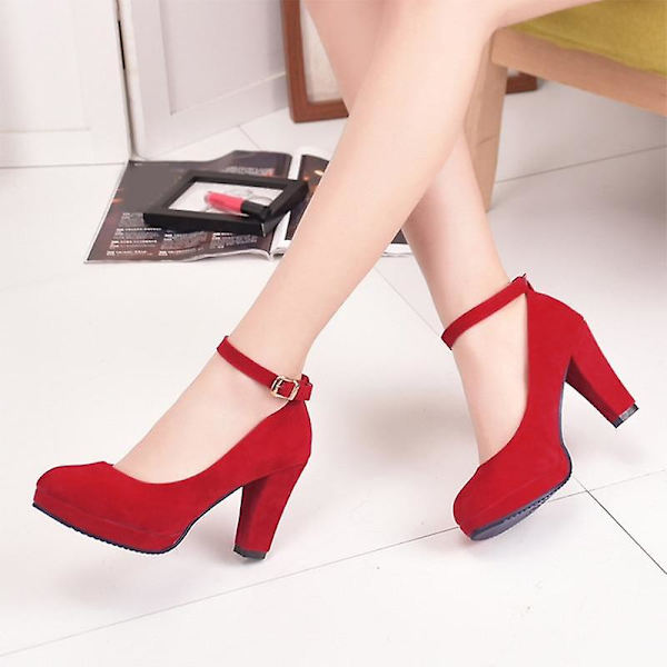 Mode Pumps för Kvinnor, Högklackade Skor red 4