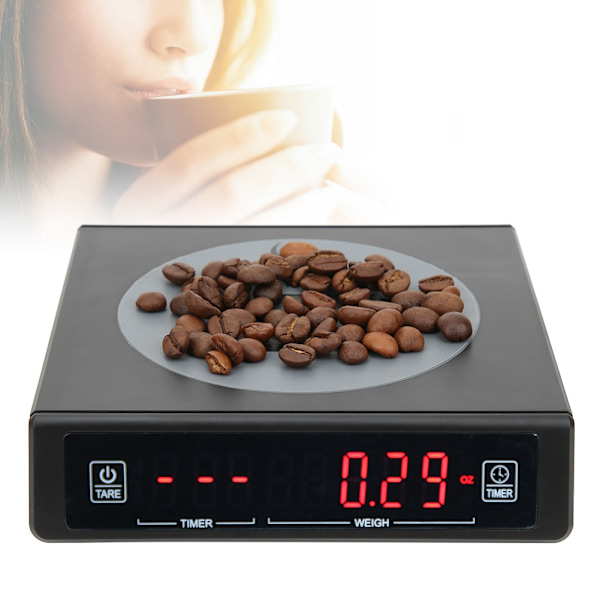 Svart Kaffe Bakning Kök Elektronisk Våg Batteri Uppladdningsbar med Timerfunktion 3kg/0.1g