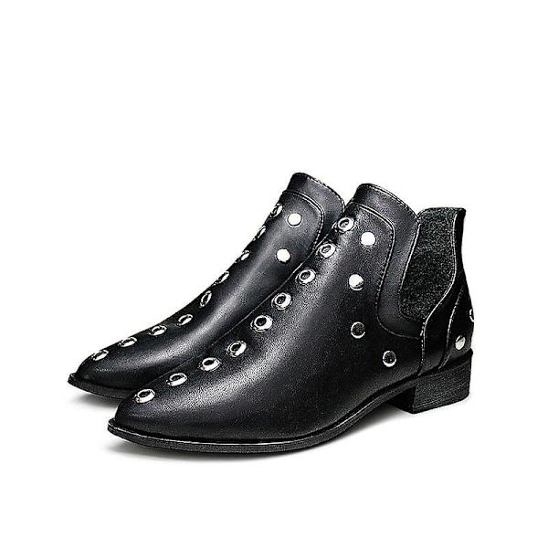 Dammode Retro spetsig tå, lågklackade ankelstövlar Red 9.5
