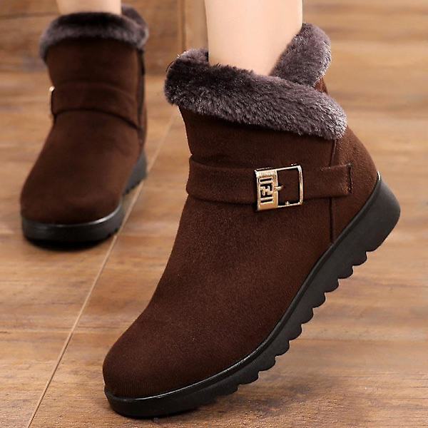 Kvinnor Solid Flat Plysch Varma Snow Boots Grey 4 9