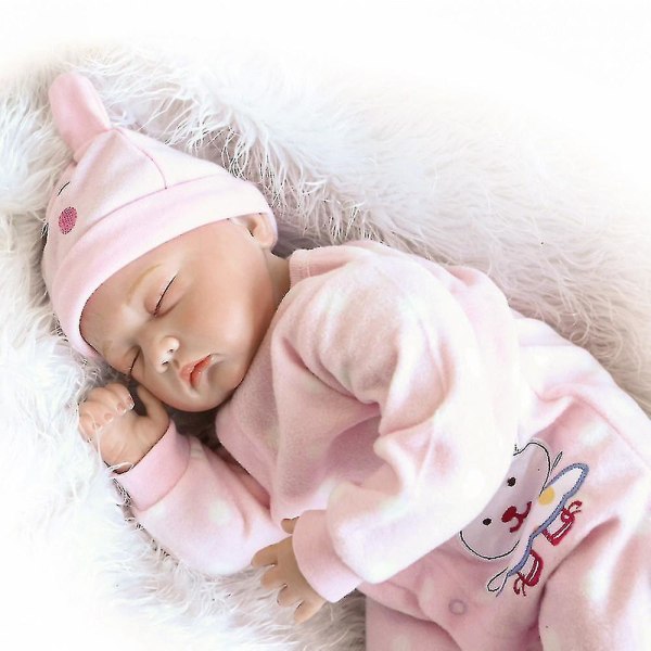 22 tum 55 cm Reborn Baby Doll Girl Pp Fyllning Silikon med kläder Naturtrogna söta presenter leksak