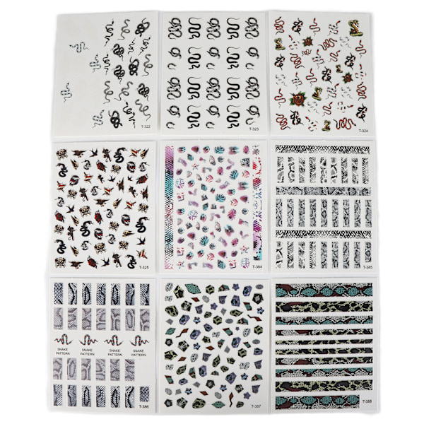 9 ark Orm Nagelkonst Klistermärken Självhäftande DIY Manikyr Dekorations Tillbehör
