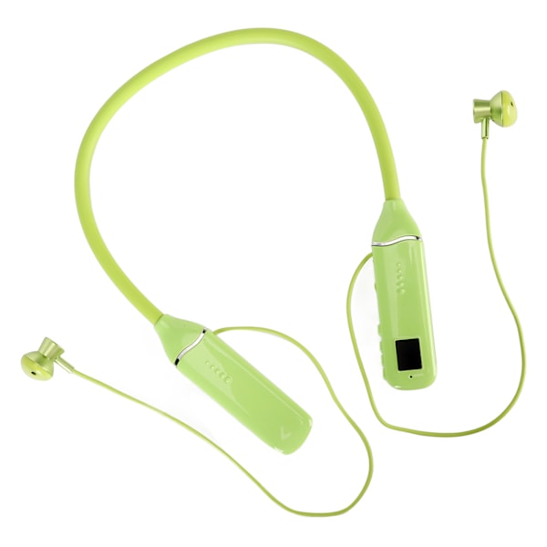 Bluetooth-halsbandshörlurar med LED-strömindikator, minneskortsuppspelning, magnetiska öronsnäckor, headset med RGB-bakgrundsbelysning, grön