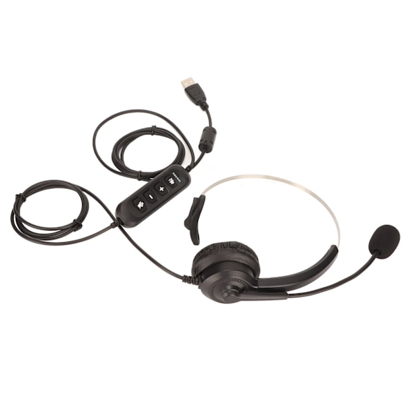 USB-headset för affärer med brusreducering, ensidig öronhörlur, stöd för samtal, volymjustering av högtalare, mikrofonstängning