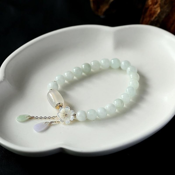 Naturligt Jade Emerald Agate Beads Armband