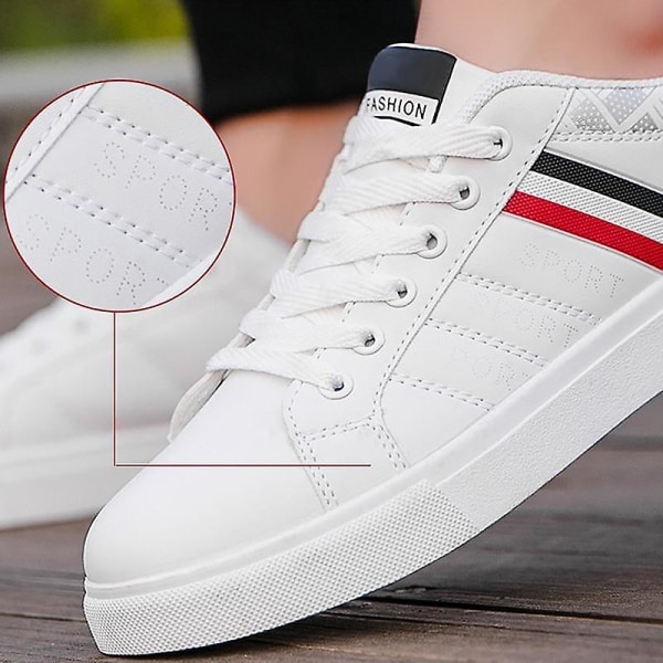 Höst- Läder Vulkaniserad Plattform, Tennis Casual, Sneakers Skor MA66 White and black 10