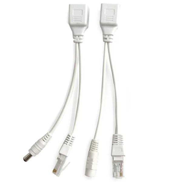 1 par Passiv PoE-injektor och splitter-kit 12V PoE-injektor och splitter för trådlös nätverksenhetstillbehör Vit