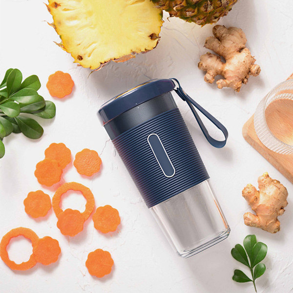 Bärbar Mini Juicer Hushålls Fruktjuice Kopp Elektrisk Juicer Kopp USB-Laddning (Blå)