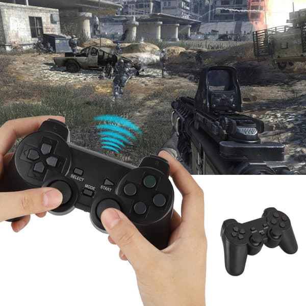 2,4 GHz 8M Dubbel Vibration Trådlös Spelkontroll Spelkontroll Joystick för PS2