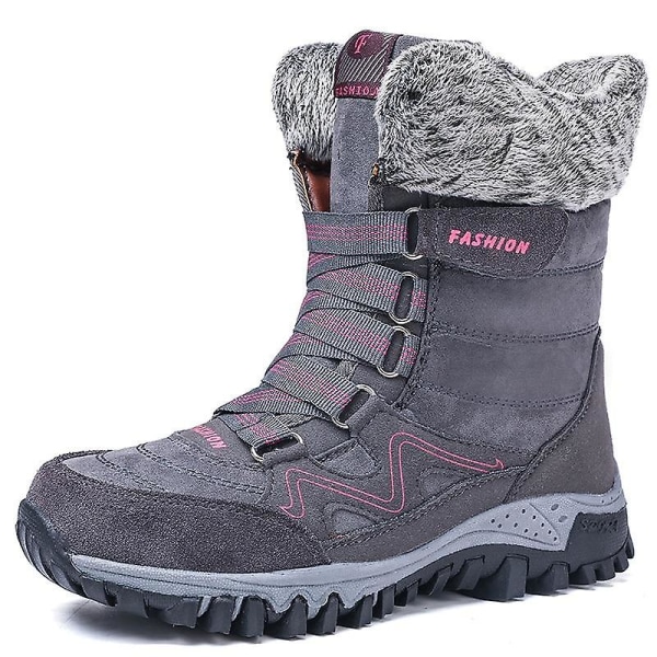 Nytt mode snökängor för kvinnor i mockaläder Black 8.5