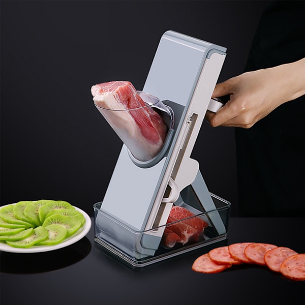 Grönsaksskärare Multifunktionell Handpress Upprätt Potatis Lök Hackare Säker Grönsaks Köttskärare Grå
