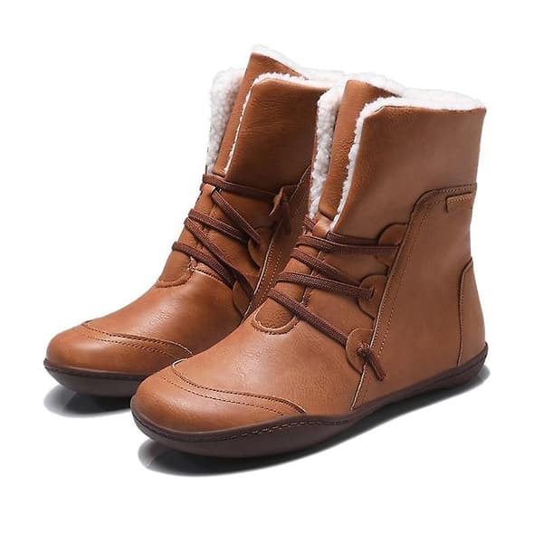 Kvinnor Vinter Ankel Snow Boot Med Varm Plysch Beige 42