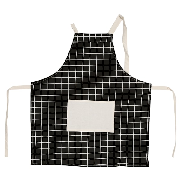 1 st Unisex Kök Matsal Restaurang Kock Matlagningsförkläde Klänning Med Fickor #6 Svart Rutig