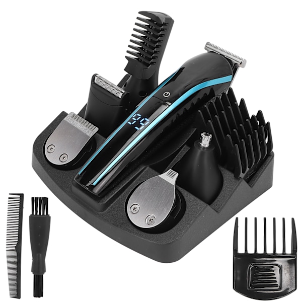 6 i 1 Elektrisk Skäggtrimmer Kit Ergonomisk Hårklippare Tvättbar Näsa