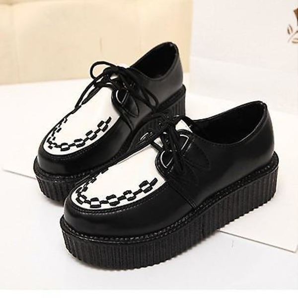 Höst- Flats Snörning Vulkanisering, Platåskor White Black 39
