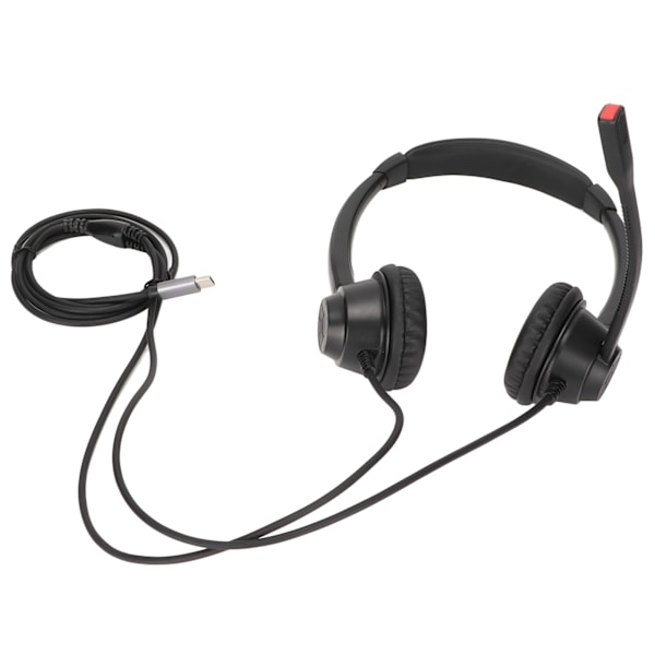 Typ C Telefonheadset Brusreducerande Binaural Call Center Hörlurar med Mikrofon för Kundtjänst Kontor