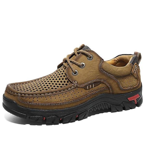 Sommar- Halkfri gummisula, läder utomhussneakers Set-a 8.5 / Brown-lace-punched