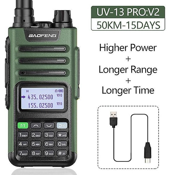 Uv-13 Pro Walkie Talkie Dual Band Transceiver Grön