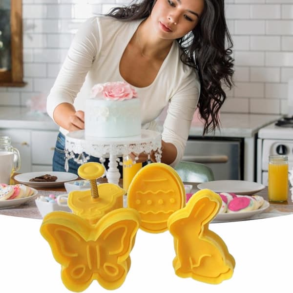 4 st Kakformar Påskhare Kakformar 3D-formade Hare Kyckling Ägg Fjäril Tårtpräglingsformar DIY Bakverktyg