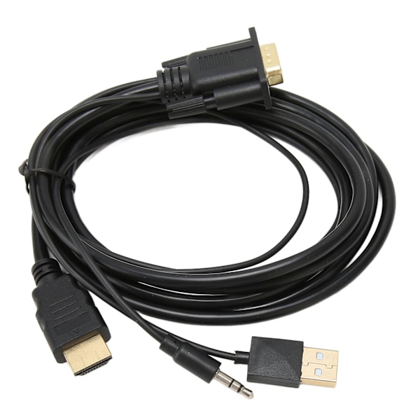 VGA till HD Multimedia Interface Adapter 1080P Videokonverteringskabel med Ljud och Strömförsörjning för Laptop PC Monitor 1,8m