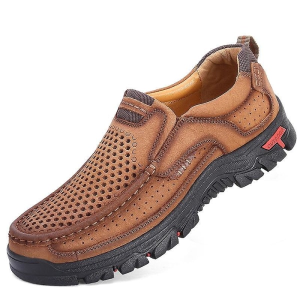 Sommar- Halkfri gummisula, Läder Outdoor Sneakers Set-c Brown-punched 13