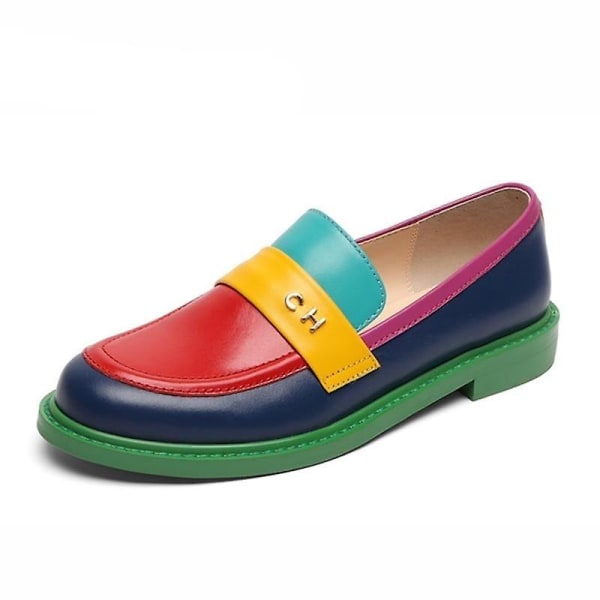 Kvinnor Sneakers i äkta läder Slip On Shoes 8 / Colorful