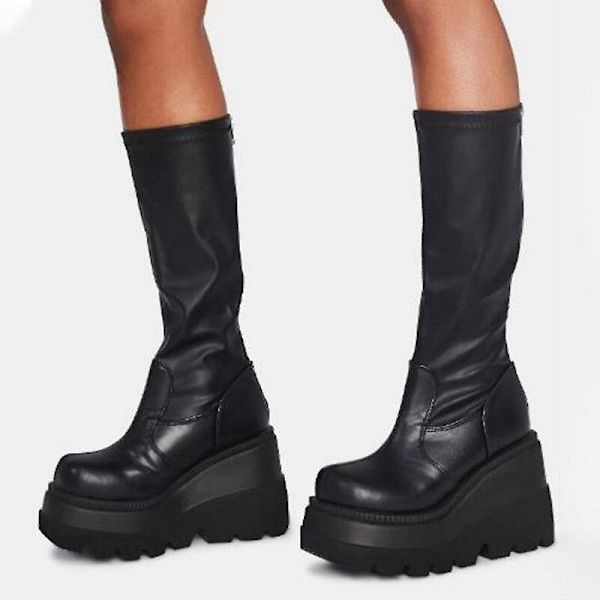 Dam Kilklack Knähöga Vinter Läder Ridstövlar Långa style 2 black 35 /