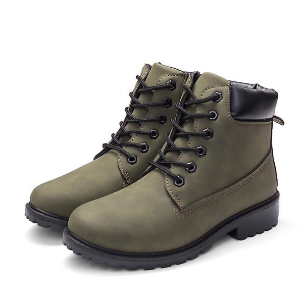 Varma plysch kvinnor fyrkantiga klackar Vintergrön No Fur Snow Boots 7 / Green no fur