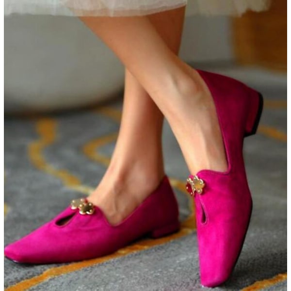 Retro Elegant- Casual Office Run-To, Single Flat Shoes pink 38