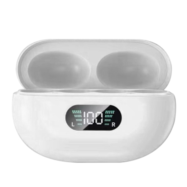 Bluetooth Hörlurar Benledning Öppet Öra Intelligent Digital Display Ergonomiska Lätta Trådlösa Hörlurar för Sport Vit