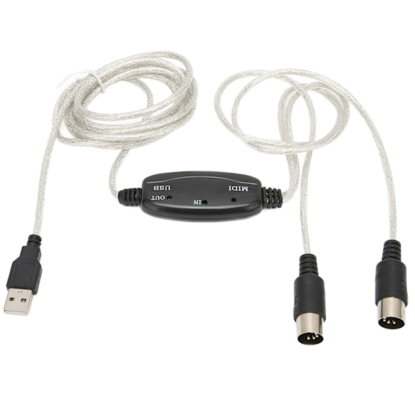 USB till MIDI Kabel Konverterare 16 Kanaler PC till Synthesizer 2 i 1 MIDI Sladd Adapter för Windows Dator