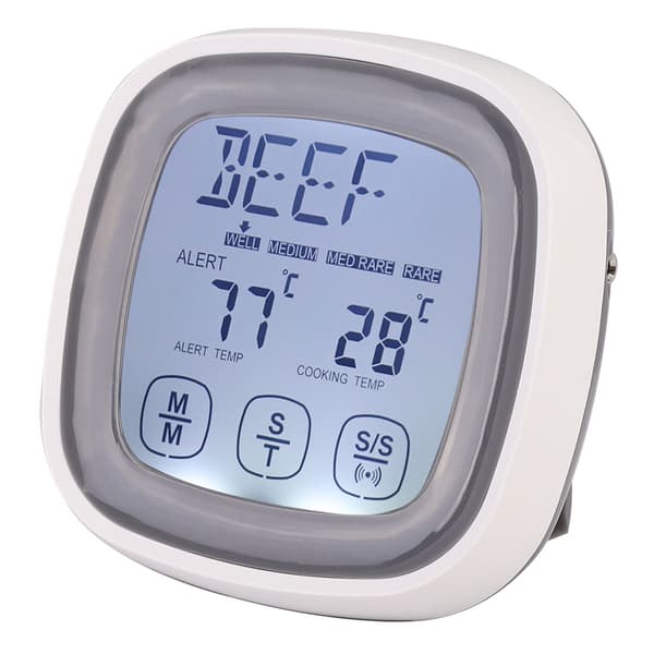 Kökstermometer med pekskärm, digital mat- och köttermometer med timer och sond