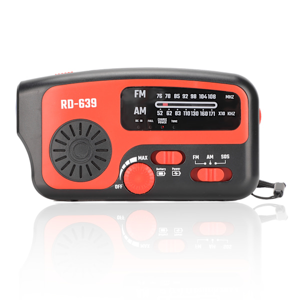 Veva Radio med Handvev SOS-Alarm Multiladdning 1200mAh Powerbank AM FM Nöd Solväderradio med LED-ficklampa