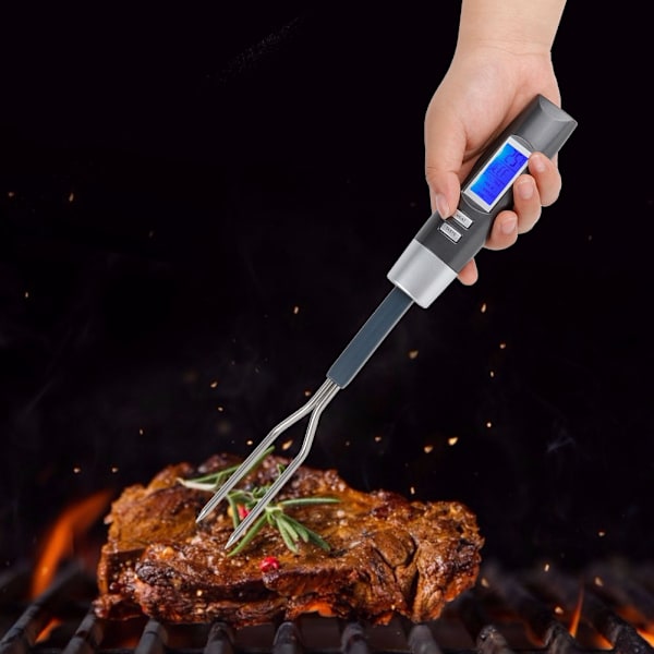 Digital BBQ Kötttermometer Gaffel Grillgaffel med LCD-display