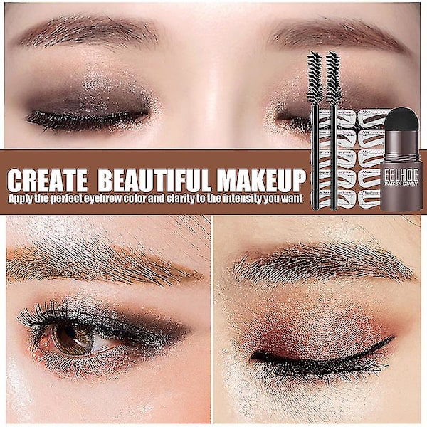 Ögonbryn Stämpel Shaping Kit Återanvändbar makeup Brow Powder Stencil Bärbar vattentät kosmetisk set svart