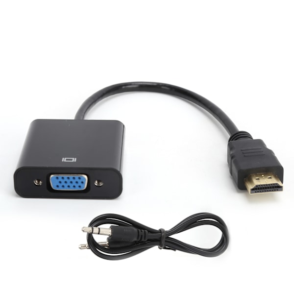 HD Multimedia Interface till VGA-konverteringskabel med 3,5 mm ljud för Chromebook/Raspberry Pi/XboxBlack