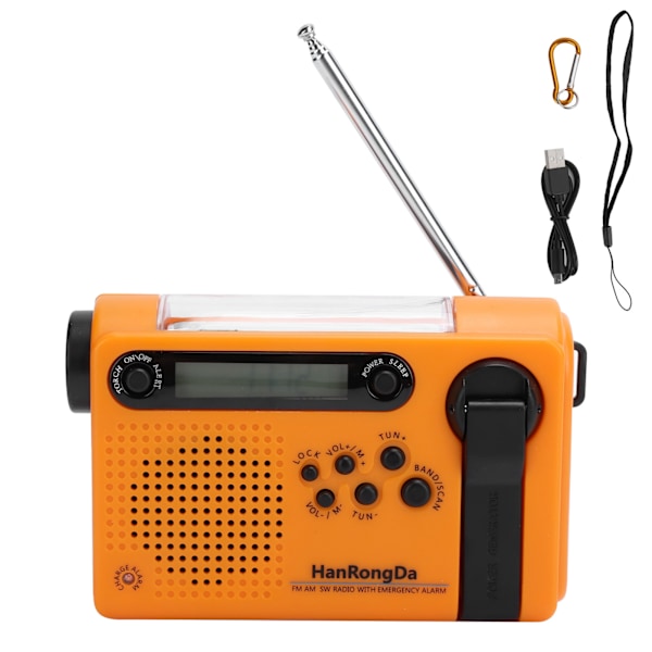 Bärbar Fullbandsradio med Solladdning, FM/AM-radio med Ficklampa för Nödsituationer