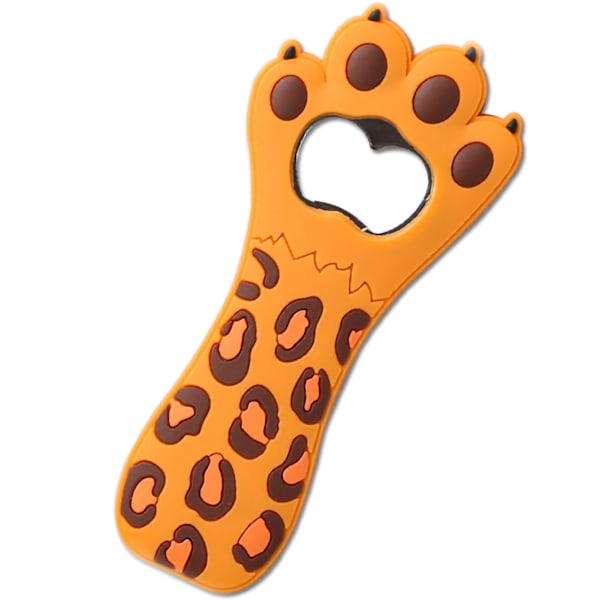 Kattfot Flasköppnare Tecknad 3D Kattfot Form Hushålls Ölflasköppnare Magnetisk Kylskåpsmagnet Gul Leopardtryck