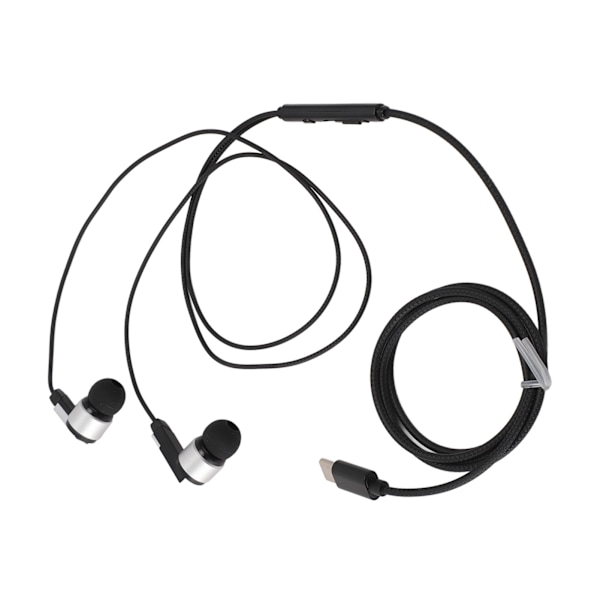 USB-C Hörlurar Öronproppar HiFi Stereo Bas Brusreducerande USB Typ C Trådbundna Öronproppar med Mikrofon för Smartphone Surfplatta Laptop