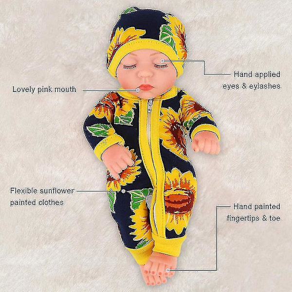 Reborn Baby Doll 10 tum Mjuk Simulering Realistisk Bebe Naturtrogen Nyfödd tjej Utbildningsleksaker Högkvalitativ present i lager 016