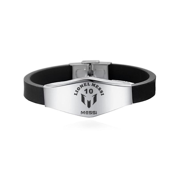 Rostfritt stål - Messi silikon, armbandsarmband 21cm / A