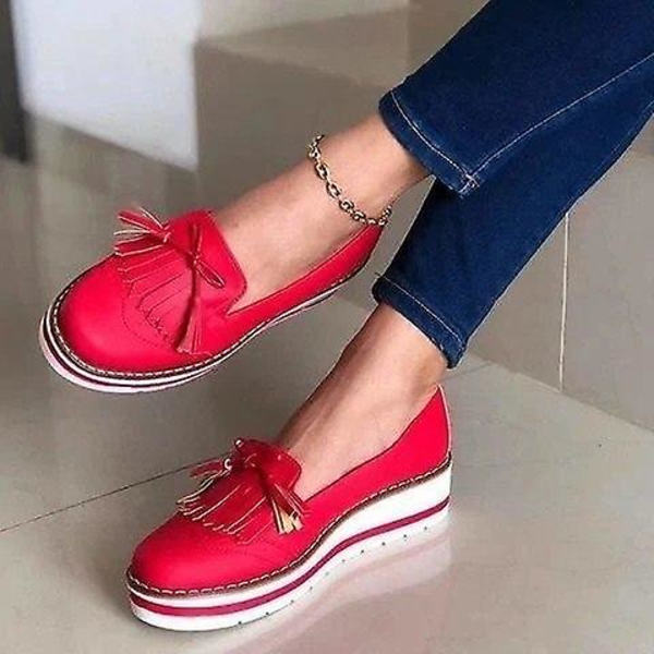Balett Flats Skor i Blandade Färger för Damer, Äkta Läder Loafers Pink 42