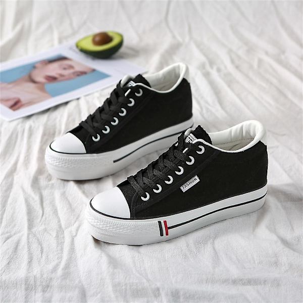 Kvinnor dolda häl plattform kil andas sneakers Black 39