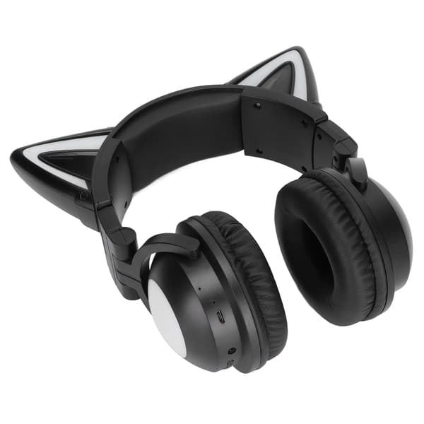 Bluetooth-headset med kattungeöron Stereoheadset med mikrofon LED Söt katthuvudset för flickor barn